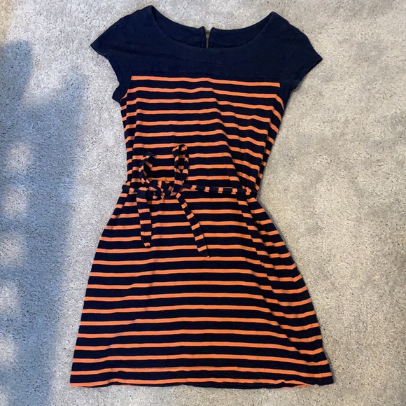 Blue and Orange Striped Tie Dress - Picture 1 of 2